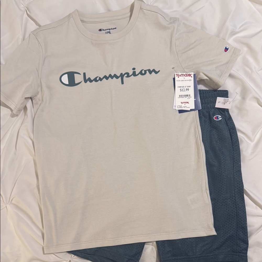 Champion Kids Matching Set in Cream and Gray